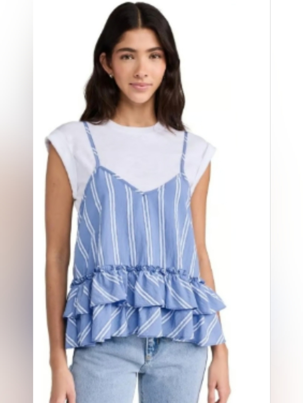 Cinq À Sept Samantha Seersucker Layered Look Top